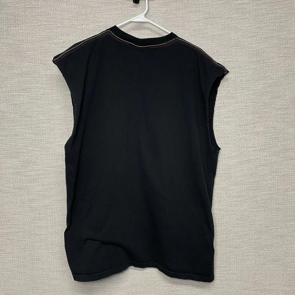 90s Lee Blank Sleeveless T Shirt L Crew Black Grunge Retro Distressed Faded